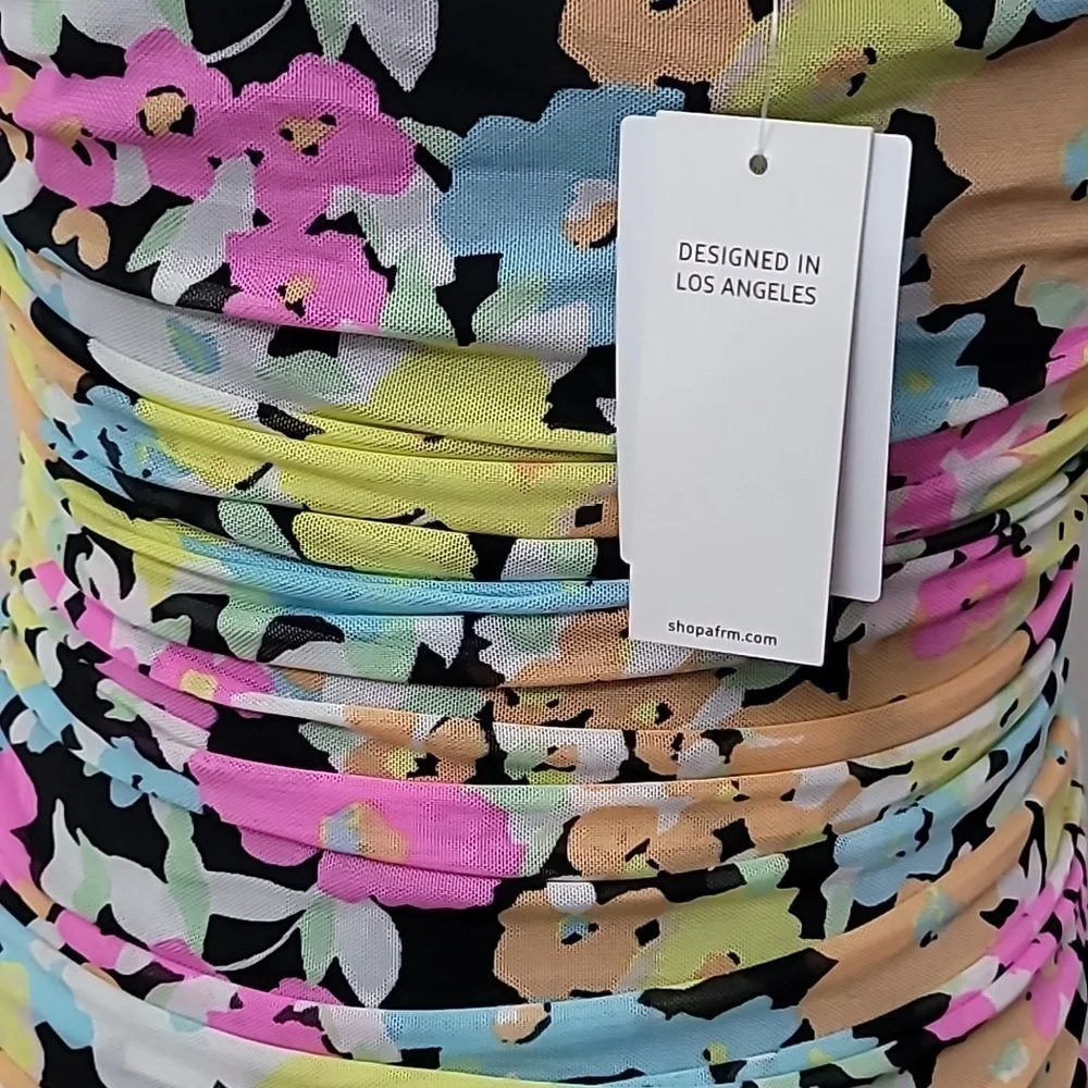 ARFM Ruched Mesh Midi Slipdress in Sky Floral Size Large NWT - Picture 15 of 15
